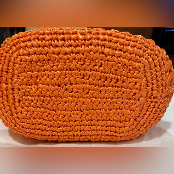 Vintage 1960s Marcus Brothers of Miami orange Straw Handbag Purse silve hardware - Picture 4 of 7